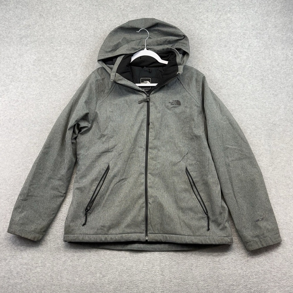 The North Face Windwall Womens Softshell Jacket XL Zip Hooded Gray Primaloft